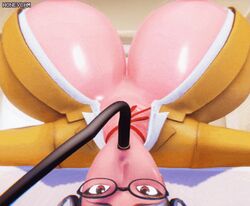 1girls 3d animated breast_expansion breasts cleavage_cutout female female_only glasses hose huge_breasts hyper_breasts imbapovi prison_school shiraki_meiko solo solo_female teacher