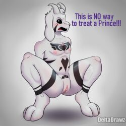 andromorph anthro asriel_dreemurr asriel_dreemurr_(god_form) blush bovid caprine clitoral_hood clitoris cuntboy deltadrawz genitals goat hi_res horn humiliation intersex male mammal nipples presenting presenting_pussy pussy solo undertale video_games