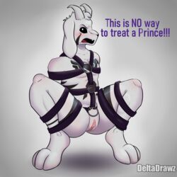 1cuntboy andromorph anthro asriel_dreemurr asriel_dreemurr_(god_form) blush bondage bound bovid caprine clitoral_hood clitoris crouching cuntboy cuntboy_only cuntboysub deltadrawz genitals goat harness hi_res horn humiliation intersex leather_straps mammal nipples presenting presenting_pussy pussy solo undertale video_games