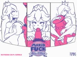 1boy 2girls animated artist_name big_breasts blowjob breasts busty cock_worship crown ear_piercing elbow_gloves eyebrows_visible_through_hair fellatio gif gloves hands_on_breasts high_heels huge_breasts ilustretsspoks larger_female long_hair mario mario_(series) mustache nintendo open_mouth outercourse paizuri partially_colored patreon patreon_username perpendicular_paizuri ponytail princess_peach princess_rosalina pubic_hair sketch smaller_male smile smiling stand_and_carry_position standing standing_sex super_mario_3d_all-stars super_mario_64 super_mario_galaxy super_mario_sunshine thick_penis