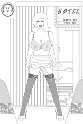 1futa big_breasts big_penis black_and_white cock_bulge coloring_page futa_only futanari high_heels hotel implied_sex milf monochrome monochromeaddict sexually_suggestive solo_futa stockings