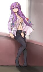 big_breasts breasts female pantyhose patchouli_knowledge purple_eyes purple_hair school schoolgirl tagme touhou