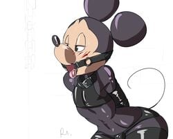 1boy bondage dandi disney gag male male_only mickey_mouse mouth_gag open_mouth open_mouth_gag solo white_background