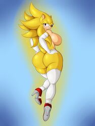 1girls 2017 anthro armwear ass big_ass big_breasts breasts casual clothing exposed_torso female female_only footwear furry genderswap_(mtf) handwear hedgehog heels high_heels high_socks hips legwear looking_at_viewer looking_back mostly_nude red_eyes rule_63 sega solo sonic_(series) sonic_team sonic_the_hedgehog sonic_the_hedgehog_(series) sonic_the_hedgehog_2 suirano super_sonic thick_thighs thighs yellow_fur