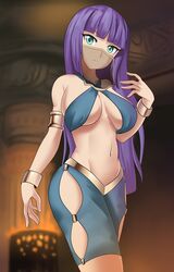 1girls aqua_eyes armlet belly belly_dancer belly_dancer_outfit big_breasts bocas_top breasts cogbrony commission dancer dancer_outfit female friendship_is_magic harem_girl harem_outfit harem_pants hasbro huge_breasts humanized long_hair maud_pie_(mlp) my_little_pony navel purple_hair veil voluptuous