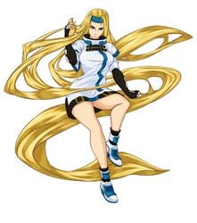 blonde_hair blonde_hair creator_96 female guilty_gear headband long_hair millia_rage simple_background solo solo_female very_long_hair white_background