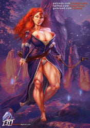 1girls areola big_breasts big_lips big_nipples bimbo bow_(weapon) brave breasts casual celtic cleavage curly_hair disney disney_princess female female_only female_protagonist human kinkyjimmy large_breasts large_nipples long_hair merida muscles muscular muscular_female muscular_legs nipples pale-skinned_female pale_skin panties pixar pubic_hair pussy_bulge red_hair redhead scottish skimpy skintight solo thick_thighs thighs weapon