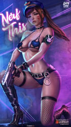 1girls areola areolae asian belt blizzard_entertainment boots bracelet breasts choker clothing collar d.va facial_markings female firearm fishnet fishnet_stockings fishnets footwear gun hana_song handcuffs handgun handwear headgear heart_cutout human knee_boots leather logan_cure long_hair overwatch police police_hat police_officer_d.va policewoman ponytail repost smoking_fetish spiked_bracelet stockings tagme thong uniform video_games weapon