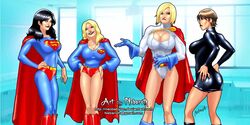 4girls alien alien_girl artist_name artist_signature big_breasts black_hair blonde_hair breast_envy breasts bust busty cape clara_kent cleavage cleavage_cutout costume dc dc_comics female female_focus female_only hero heroine hourglass_figure huge_breasts jsa justice_league justice_society justice_society_of_america kara_danvers kara_zor-el kara_zor-l karen_starr large_breasts light-skinned_female light_skin long_hair looking_at_another mature mature_female mature_woman mercy_graves multiple_girls nebaroth older_female power_girl short_hair small_breasts supergirl superheroine superman_(series) superwoman voluptuous watermark younger_female