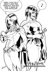 2girls alternate_costume alternate_version_available athletic athletic_female big_breasts bimbo blonde_hair blue_eyes breasts cleavage cleavage_cutout cosplay dc dc_comics female gigantic_breasts gloves hero heroine hourglass_figure huge_breasts jsa justice_society justice_society_of_america large_breasts larger_female long_hair mature mature_female mature_woman multiple_girls nebaroth nipple_bulge overflowing_breasts power_girl power_girl_(cosplay) scissors short_hair size_comparison size_difference supergirl supergirl_(cosplay) superhero superheroine superman_(series) voluptuous watermark