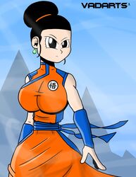 1girls alternate_costume alternate_outfit alternate_version_at_source alternate_version_available angry artist_name biceps big_breasts black_eyes black_hair breasts chichi clothed clothed_female clothes clothing deviantart dougi dragon_ball dragon_ball_super earrings female female_focus female_on_top female_only female_solo green_earrings hair_bun hairbun hourglass_figure kanji looking_at_viewer milf mountain serious sky_background solo solo_female solo_focus tagme thick thick_hips turtle_school_uniform twitter vadarts wide_hips