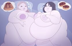 2girls bbw belly big_belly breasts fat female female_focus female_only lewdmayo mutual_female_weight_gain nipples obese obese_female overweight overweight_female ssbbw weight_gain