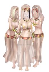 3girls barefoot belly_dancer big_breasts blonde_hair breasts concubine costume dancer dancer_outfit euphoriadoll feet female female_only hair_over_one_eye harem harem_outfit hyuuga_hinata ino_yamanaka looking_at_viewer milf mouth_veil multiple_girls naruto naruto_(series) naruto_shippuden ornament pink_hair sakura_haruno see-through sex_slave slave small_breasts smile toes topless transparent_clothing veil