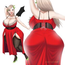 1girls ass_in_dress big_breasts breasts cleavage darae_(toroboro) dress female female_only huge_breasts large_breasts solo thick_thighs toroboro wide_hips