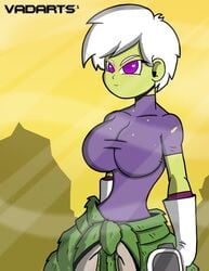 1girls 2020 alternate_costume alternate_version_at_source alternate_version_available belly belly_button big_breasts breasts broly_(cosplay) cheelai crop_top deviantart dragon_ball dragon_ball_super fanart female female_focus female_only female_soldier female_solo gloves green_fur green_skin gun hourglass_figure looking_at_viewer navel purple_eyes purple_shirt short_hair simple_background solo solo_female solo_focus tagme thick under_boob underboob vadarts violet_eyes watermark white_gloves white_hair