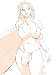 1futa alex_(spinewhack) big_breasts big_penis bikini blue_eyes breasts bulge cleavage dickgirl dsan erection_under_clothes futa_only futanari large_breasts looking_at_viewer penis penis_under_clothes solo solo_futa surfboard