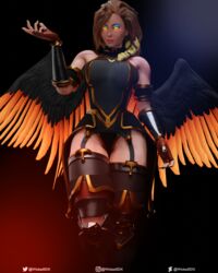 1girls 3d angel angel_wings armor big_breasts female female_only furia_(paladins) legs paladin paladins solo wicked3dx