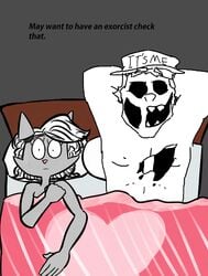 after_sex bed corpse female/male five_nights_at_freddy's five_nights_at_freddy's_2 in_bed mangle_(fnaf) mangledesh_(artist) michael_afton mike_schmidt nude reanimated security_guard straight undead what