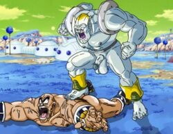 2boys angry areola ass bald big_balls big_penis dangling_testicles defeated dragon_ball dragon_ball_gt dragon_ball_z flaccid foot_on_back functionally_nude general_rilldo held_down looking_back male male_only nappa nipples nude pecs penis saiyan screaming shinshito91 tan-skinned_male tan_skin testicles thick_thighs thighs toes veins veiny_penis