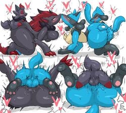 <3 2boys 2girls age_difference alternate_ass_size alternate_breast_size anthro anthro_on_anthro ass backsack big_ass big_breasts breasts canid canine canis enigi09 female_lucario from_behind_position from_front_position game_freak heart hi_res huge_ass large_ass larger_female lucario mating_press mother_and_son multicolored_fur nintendo partner_swap perching_position pokemon pokemon_(species) riolu saliva sex size_difference smaller_male straight swingers zoroark zorua