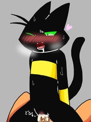 3:4 anthro black_body black_fur bodily_fluids cartoon_network club_(pixiv) cum cum_inside domestic_cat duo erection faceless_male felid feline felis female fur genital_fluids genitals green_eyes human human_on_anthro interspecies male mammal mao_mao:_heroes_of_pure_heart penis scarf_sister straight vaginal_penetration