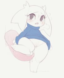 2020 anthro bodily_fluids cave_story clothing female genital_fluids genitals hi_res kekitopu lagomorph leporid male mammal mimiga penis pussy pussy_juice rabbit size_difference straight sue_sakamoto sweater tapering_penis topwear turtleneck video_games