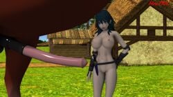 1girls 3d bestiality big_breasts byleth_(fire_emblem) byleth_(fire_emblem)_(female) completely_nude fire_emblem fire_emblem:_three_houses hirutr18 horse horsecock htr18 large_breasts nude nude_female penis_awe teal_hair zoophilia