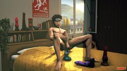 1boy 3d 3d_(artwork) abs anal_insertion anal_masturbation anal_object_insertion balls barefoot bed bedroom big_penis black_eyes boner brown_hair dildo dildo_in_ass dildo_sitting erection facepaint feet forehead_protector giko18 headband holding_penis inuzuka_kiba large_ass male male_only masturbation naked naruto naruto_(series) naruto_shippuden nipples nude nude_male open_mouth penis sex_toy sitting sitting_on_dildo smile smiling solo solo_focus solo_male squatting tan_skin testicles toes twink uncensored