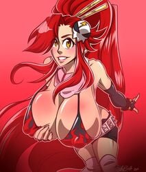 1girls anonbunny big_breasts bikini_top breasts female female_only gigantic_breasts gold_eyes huge_breasts hyper hyper_breasts red_hair solo swimsuit tengen_toppa_gurren_lagann yoko_littner