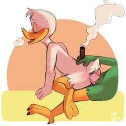 1:1 anal anal_sex anatid anseriform anthro anus avian bird bodily_fluids cigar cum cum_in_ass cum_inside disney donald_duck duck duo gay genital_fluids genitals hand_on_butt jose_carioca male male/male male_only male_penetrated male_penetrating male_penetrating_male monster parakeet parrot penetration penis sex sitting spread_legs spreading sweat sweatdrop the_three_caballeros true_parrot yaoi