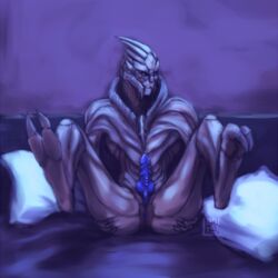 1:1 2019 alien anus ass commander_ledi erection front_view full-length_portrait garrus_vakarian genitals grey_body legs_up male male_only mass_effect no_humans nude penis portrait presenting presenting_anus purple_penis sitting solo solo_male spread_butt spreading turian video_games