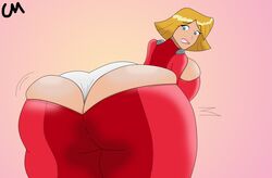 ass_expansion ass_growth big_breasts blonde_hair blue_eyes breast_expansion breast_growth butt_expansion butt_growth cartoon_network choccymalk clover_(totally_spies) expansion female female_only huge_breasts large_breasts panties thick thick_thighs thigh_expansion thighs thong totally_spies white_panties