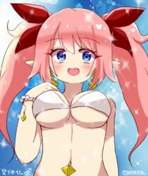 1girls bikini breasts female female_only genderswap_(mtf) heart-shaped_pupils long_hair looking_at_viewer manana_(matoi1111) matoi-chan-kun pink_hair rule_63 solo twintails