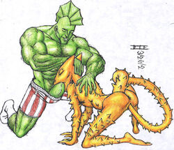 1boy1girl 2002 die fellatio horridus image_comics male/female oral savage_dragon savage_dragon_(character) tagme