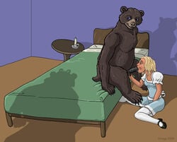 1girls anthro baby_bear fairy_tales goldilocks goldilocks_and_the_three_bears human_on_anthro mama_bear public_domain strega zoophilia