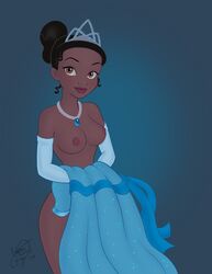 black_hair breasts brown_skin clothes crown disney disney_princess enigmawing female female_only hair human nipples png signature solo tagme the_princess_and_the_frog tiana