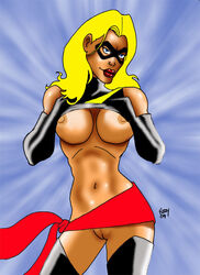 1girls 2009 big_breasts black_gloves blonde_hair blue_eyes breasts carol_danvers dated domino_mask elbow_gloves female female_only gloves human human_only large_breasts lipstick long_gloves long_hair makeup marvel marvel_comics mask mrfuzzynutz ms._marvel_(carol_danvers) nipples no_bra no_panties nude_female nudity pussy red_lips red_lipstick sash signature solo straight_hair superheroine tagme thighhighs uncensored vagina