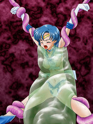 1girls ami_mizuno big_breasts bishoujo_senshi_sailor_moon blob blue_hair breasts cameltoe choker circlet clothing dissolving_clothes elbow_gloves female fujimaruu gloves knee_boots kneehighs panties restrained sailor_mercury skirt slime slime_(substance) small_breasts tagme tentacle torn_clothes