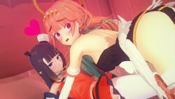 2girls 3d clothed clothes_changed clothing female female_only fully_clothed hololive hololive_english hololive_myth ninomae_ina'nis takanashi_kiara virtual_youtuber wataamage