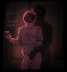 among_us black_(among_us) black_body crewmate_(among_us) femboy humping pink_(among_us) pink_skin space_suit