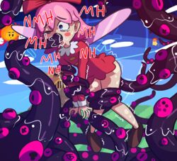 aged_up bottomless clothed clothing crying double_penetration fairy fellatio femsub footwear held_up inflation kirby_(series) kirby_64 nintendo oral pink_hair rape restrained ribbon ribbon_(kirby) short_hair short_pink_hair silverplatin small_breasts sweat tentacle tentacle_sex topwear wings