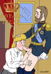 2boys blonde_hair blowjob blowjob_face blue_eyes brown_hair cock_gobble cock_hungry cum_hungry emperor emperor_nicholas_ii emperor_of_russia eyes_closed father_and_son fellatio gay giving_head gloves going_down_on holding_head imperial_russia incest knob_polishing large_penis looking_at_partner male_only medals mouthful nicholas_ii oral oral_sex pants_down peasant penis_in_mouth playing_skinflute romanov russian_empire sex_slave sucking_off tsar tsar_nicholas_ii tsar_of_russia veiny_penis