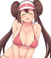 1girls amane_hasuhito big_breasts blush bra breasts cap closed_eyes collarbone female female_focus female_only happy hasu_(hk_works) navel nintendo pokemon pokemon_bw2 rosa_(pokemon) smiling solo_female upper_body