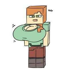 alex_(minecraft) big_breasts breast_expansion breasts clothing cube_head cubic_body female female_focus female_only funny huge_breasts humor large_breasts minecraft orange_hair slobbyslapper square_head sssir sssir8