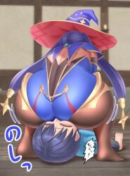 ass_on_face ass_sniffing big_ass big_butt clothed_facesitting facesitting genshin_impact large_ass large_butt mona_(genshin_impact) smothering