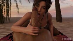 1boy 1girls 3d big_penis erection erojin fellatio female lara_croft lara_croft_(survivor) light-skinned_male looking_at_viewer male open_mouth oral penis pov tomb_raider tomb_raider_(survivor) tongue tongue_out