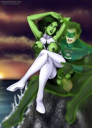 1boy 1girls 2d anal anal_insertion anal_masturbation anal_penetration anal_sex armpits arms_up black_hair breast_grab breasts clothed cloud construct crossed_legs dc dc_comics dcau domino_mask exposed_breasts female_masturbation functionally_nude_female grabbing_from_behind green-skinned_female green_eyes green_hair green_lantern green_lantern_(series) green_lantern_corps green_lantern_ring green_lips green_lipstick green_skin hand_on_breast happy hetero jade_(dc) jennifer-lynn_hayden justice_league_unlimited justicehentai.com kyle_rayner looking_at_partner mask medium_breasts mexican_male muscular_male nipples outdoor_masturbation outdoor_sex outdoors penis penis_out pussy reverse_upright_straddle seaside short_hair straight superpowers thighhighs torn_clothes twilight uncensored white_boots white_footwear white_thighhighs