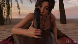 1boy 1girls 3d big_penis clothed_female_nude_male dark-skinned_male dark_skin erection erojin fellatio female interracial lara_croft lara_croft_(survivor) looking_at_viewer male open_mouth oral penis pov tomb_raider tomb_raider_(survivor) tongue tongue_out