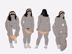 areola areolae bandana bangs black_hair black_pubes black_pubic_hair breasts chubby chubby_female female female_only headband nipples oc original_character panties pubes pubic_hair redtriplesix socks solo solo_female solo_focus tagme white_socks