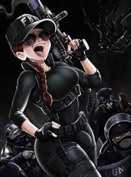 1futa 5boys ash_(rainbow_six) ball_bulge balls balls_under_clothes blue_eyes breasts bulge clothed curvy doc_(rainbow_six) flaccid freckles fully_clothed futa_focus futa_sans_pussy futa_with_male futanari ginger ginger_hair glaz_(rainbow_six) large_breasts male male_with_male mask mute_(rainbow_six) penis penis_bulge penis_under_clothes rainbow_six rainbow_six_siege rook_(rainbow_six) shadman simple_background skin_tight smoke_(rainbow_six) sunglasses tactical_vest thick_thighs tinted_eyewear tom_clancy tongue_out